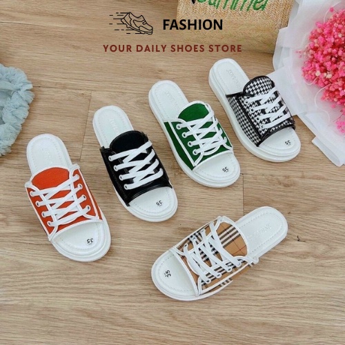 Dép Quai Ngang Nữ, Kiểu Dáng Thể Thao Buộc Dây, Dép Thời Trang Nữ Vải Nhiều Màu Sắc Trẻ Đẹp