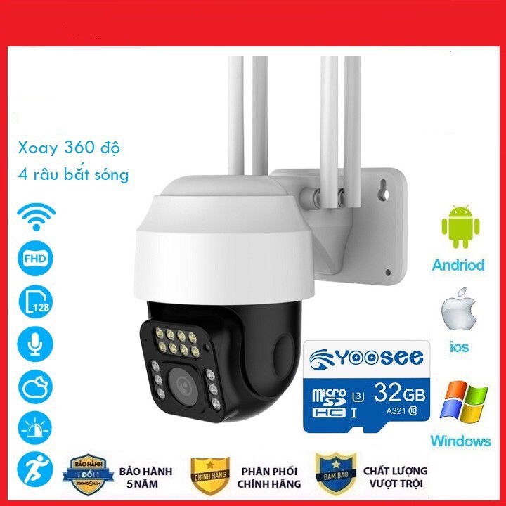 Camera yoosee ngoài trời PTZ 3.0 MPX mắt nhện