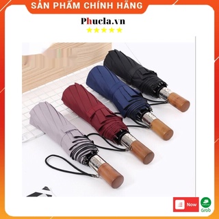 Dù tự động, che nắng, che mưa, 2 chiều cao cấp cán gỗ