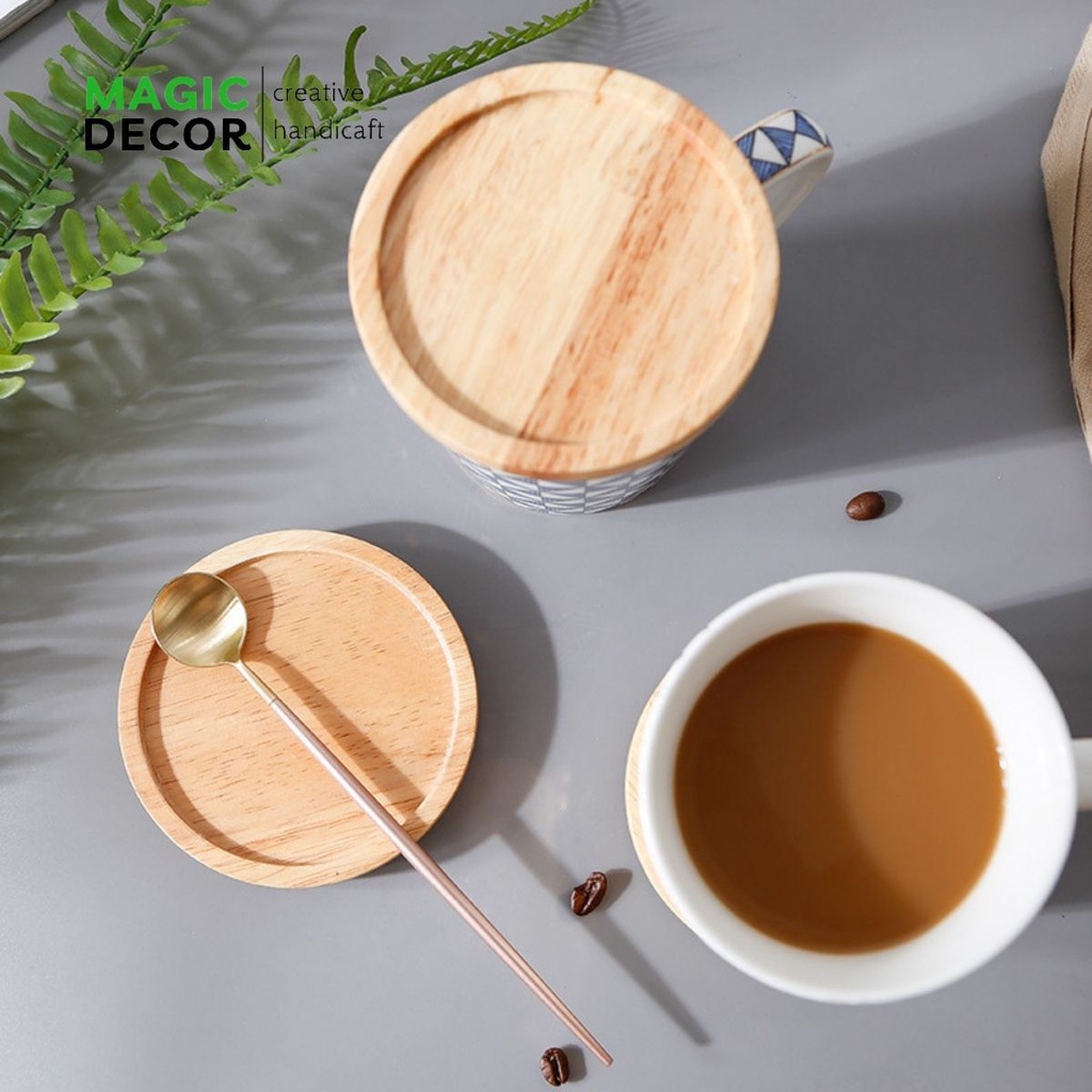 Đế lót ly, lót cốc, lót nồi gỗ tự nhiên cách nhiệt nhiều hình dạng dùng cho quán cafe MAGIC DECOR