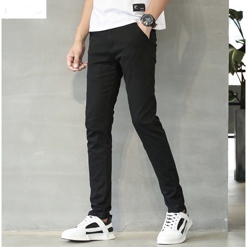 Mẫu quần jean nam đen [ Trơn & Rách gối ] ống đứng tôn dáng - vải jeans bò co giãn 4 chiều cao cấp | BigBuy360 - bigbuy360.vn