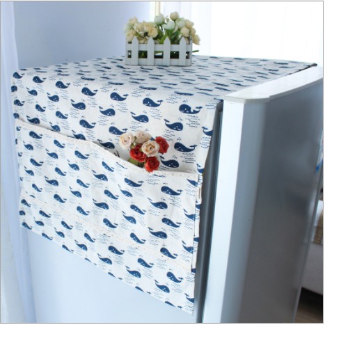Khăn Trải Phủ Tủ Lạnh Máy Giặt 6 Túi Vải Chống Thấm Hoa Văn Trang Nhã