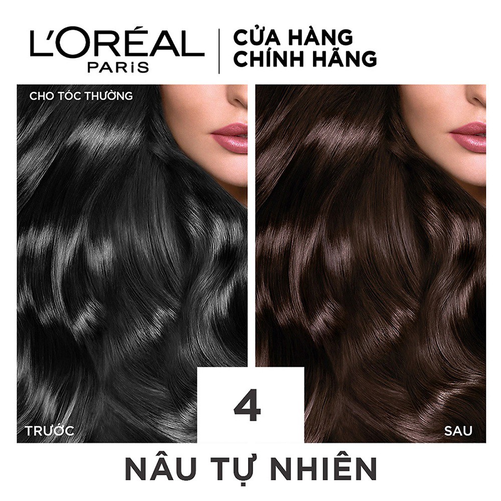 Thuốc Nhuộm Tóc Số 4 Nâu Tự Nhiên Loreal Excellence Cream 172ml Dưỡng Tóc Phủ Bạc Chính Hãng.