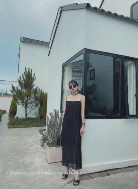 BÁN SỈ VÁY 2 DÂY MAXI DẬP LY 5 MÀU | BigBuy360 - bigbuy360.vn