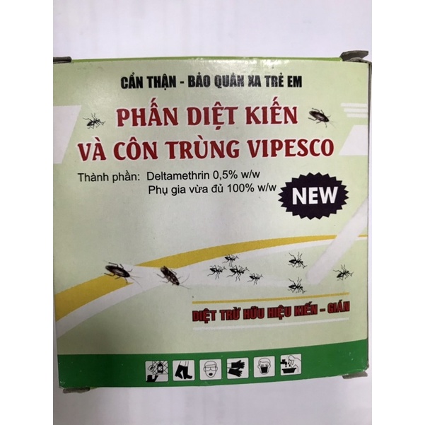 Phấn diệt kiến và côn trùng VIPESCO - hộp 2 cây phấn