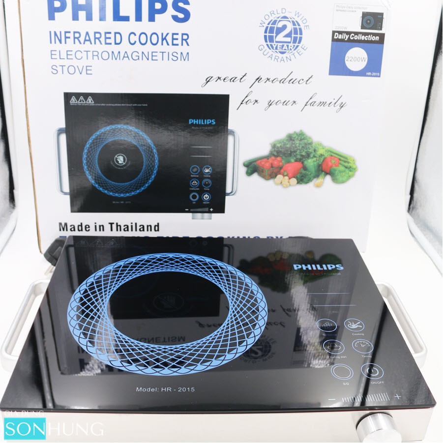 BẾP HỒNG NGOẠI PHILIPS HR-2015 CÔNG SUẤT 2000W[BẢO HÀNH CHÍNH HÃNG 1 NĂM]