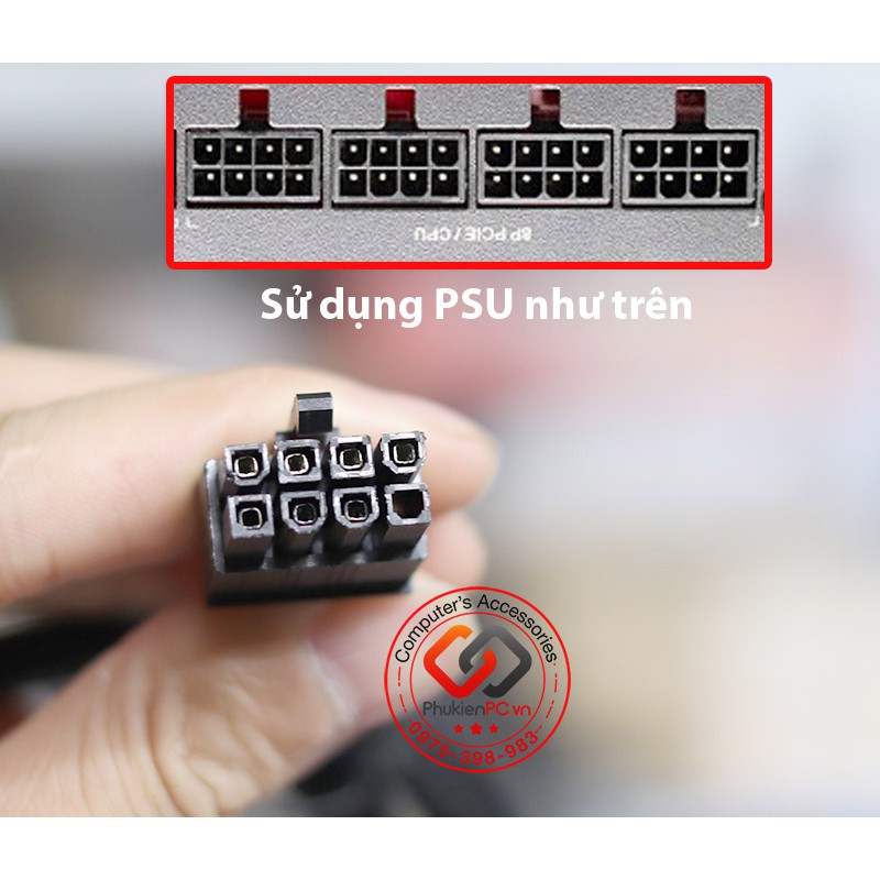 Dây 8Pin PSU Modular sang 2 8Pin 6+2 cấp nguồn cho VGA dây bọc lưới cao cấp