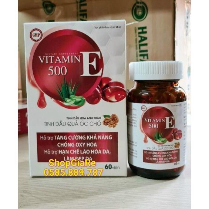 Vitamin E 500, E đỏ tinh dầu quả óc chó, chống oxy hóa, chống lão hóa da, bổ sung vitamin e, sáng da, đẹp da