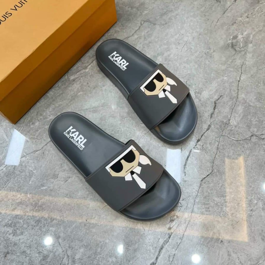 🔥HÀNG SIÊU CẤP🔥Dép KARL quai ngang nam đúc cao su non họa tiết mặt người siêu ngầu
