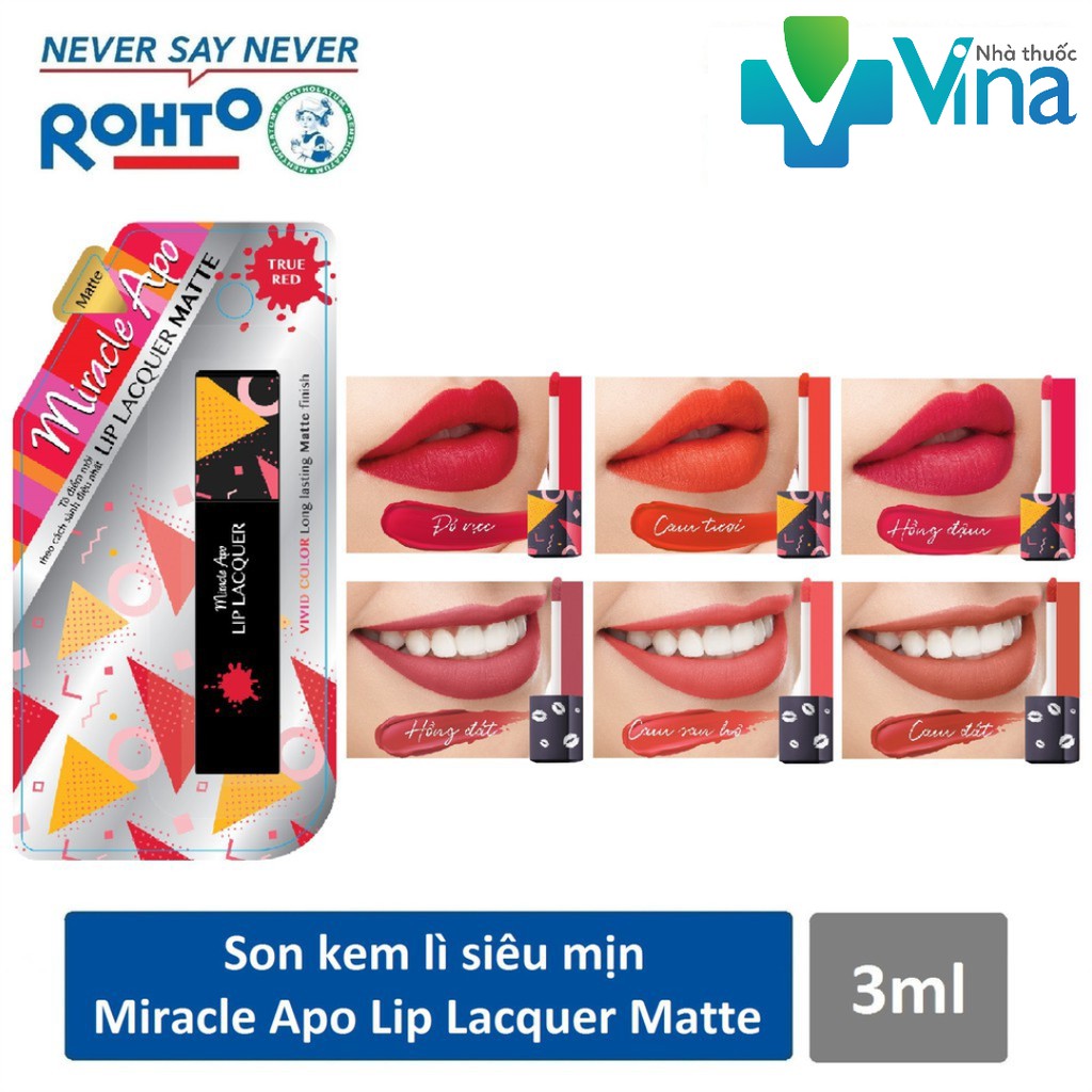 Son kem lì Miracle Apo Lip Lacquer Matte 3ml (Bao bì mới)