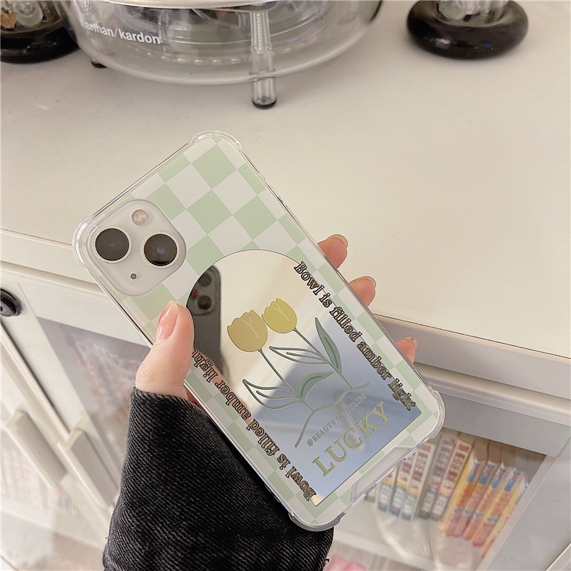 Ốp lưng iphone Ốp Điện Thoại Tráng Gương Họa Tiết Hoa Tulip Cho Iphone 14pro 6/6splus/7/7plus/8/8plus/x/xr/xs/11/14pro/13/pro/max/plus/promax Dinuo case