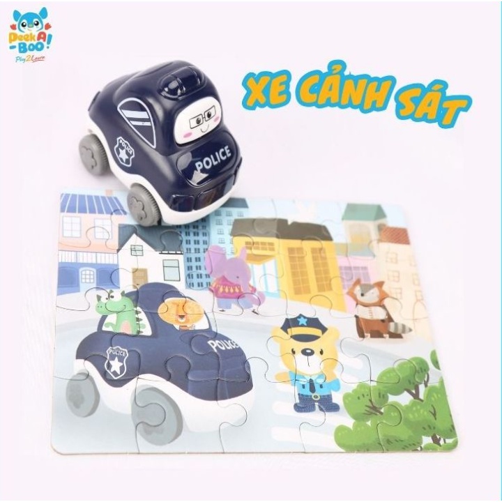 Đồ Chơi Bộ 6 Xe Mini Kèm Xếp Hình Vui Nhộn - Peek A Boo PAB012