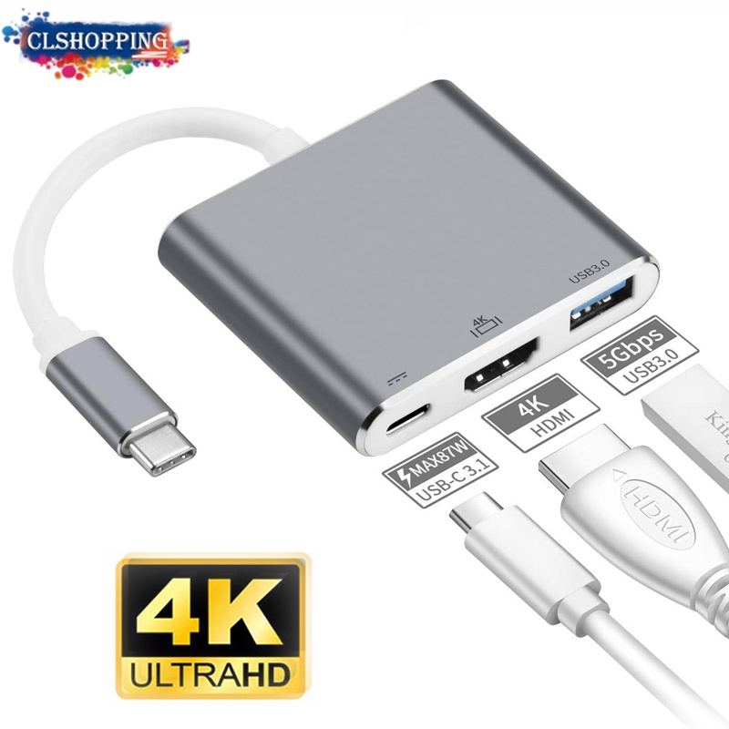 Đầu Chuyển Đổi 3 Trong 1 4k Hdmi & Pd Usb C Sang Hdmi Usb Type C