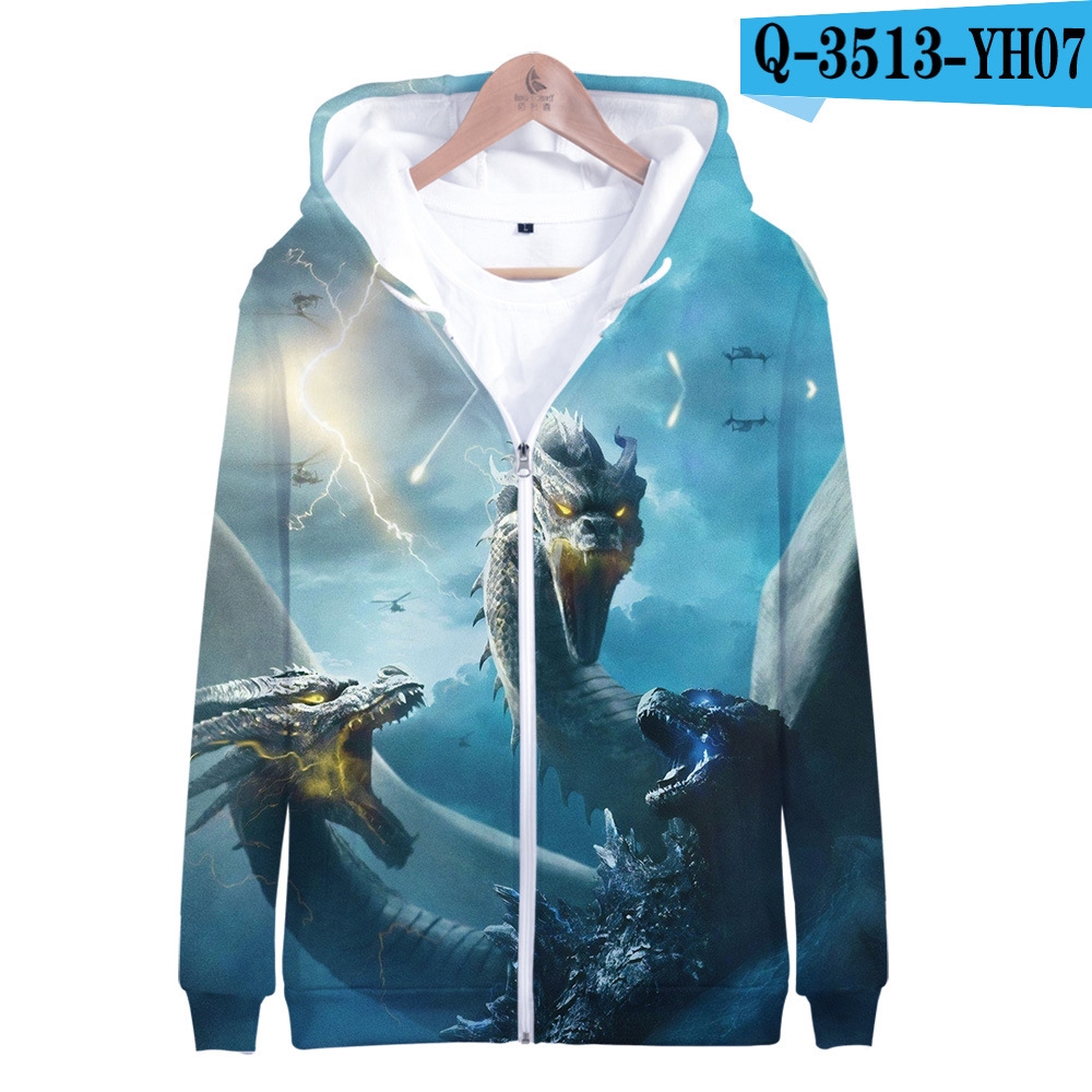 Áo Hoodie Dài Tay In Hình Godzilla 2