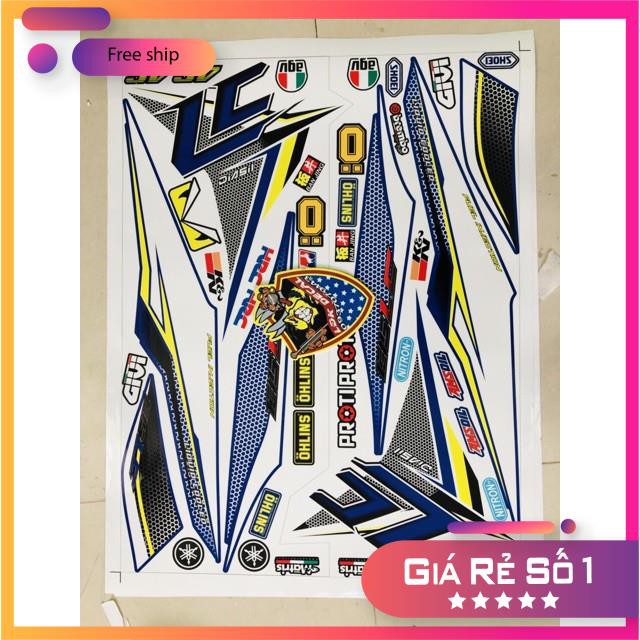 ( Quí khách vui lòng mang ra tiệm cho thợ dán ) xe Exciter 2011 trắng xanh Lc tổ ong