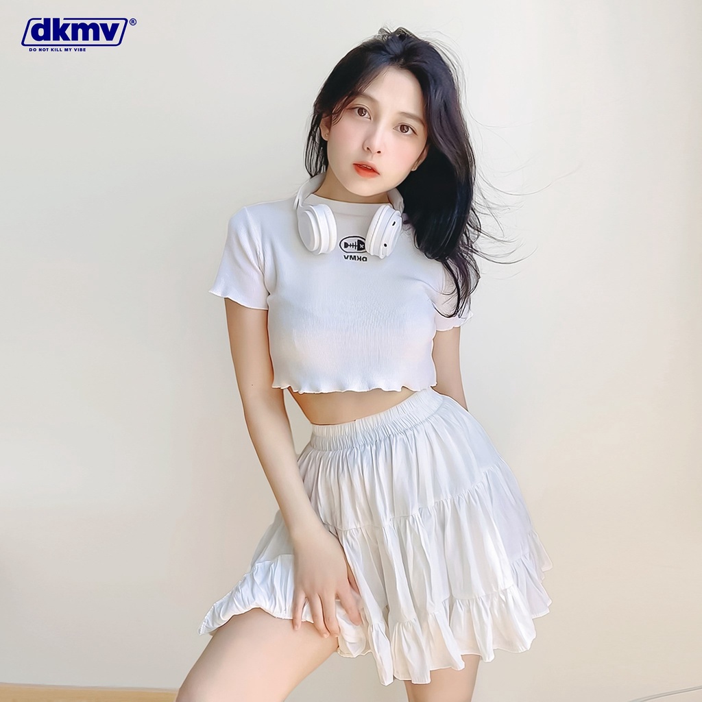 DKMV Áo Croptop ngắn tay nữ Wave - MÀU TRẮNG/ Áo Croptop ngắn tay