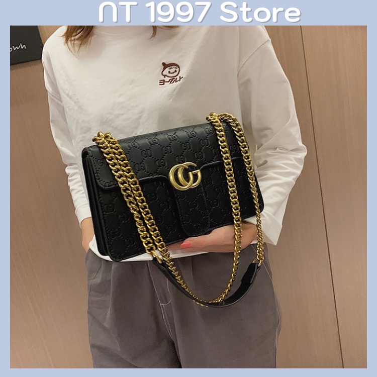 Túi sách nữ đeo chéo kẹp nách thời trang mini dây xích