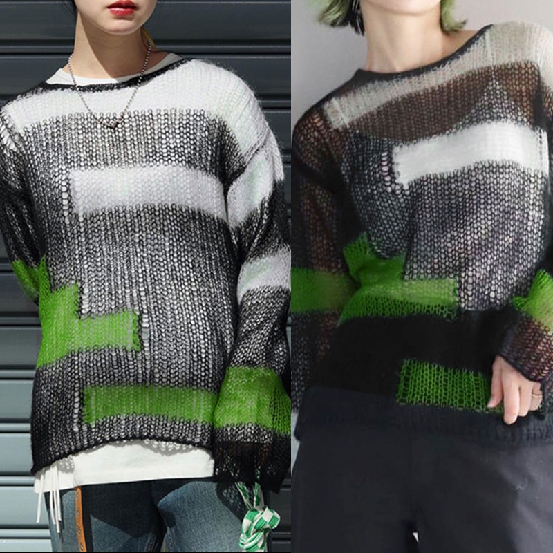 Áo Sweater Mỏng Tay Dài Dáng Rộng Phong Cách Thời Trang Harajuku Dành Cho Nữ
