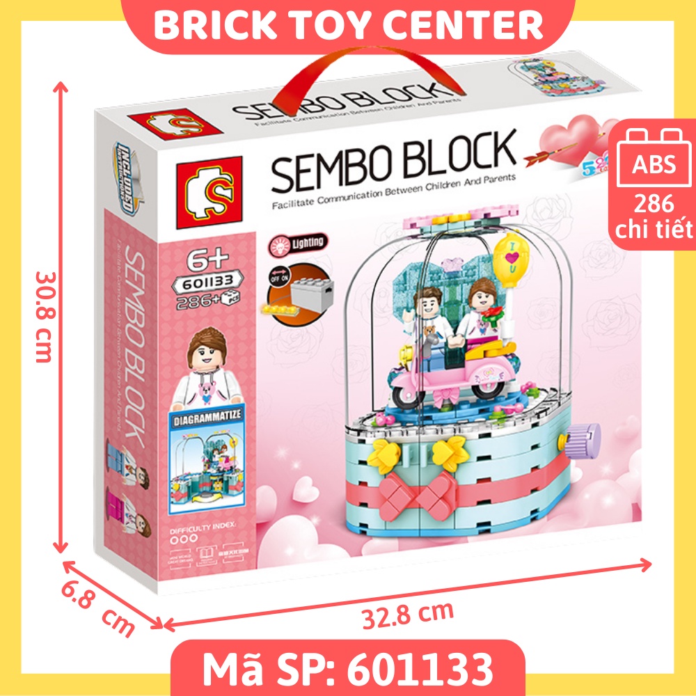 Đồ chơi lắp ráp Sembo block 601133 mô hình hộp xoay quà tặng người yêu 286 chi tiết quà Valentine