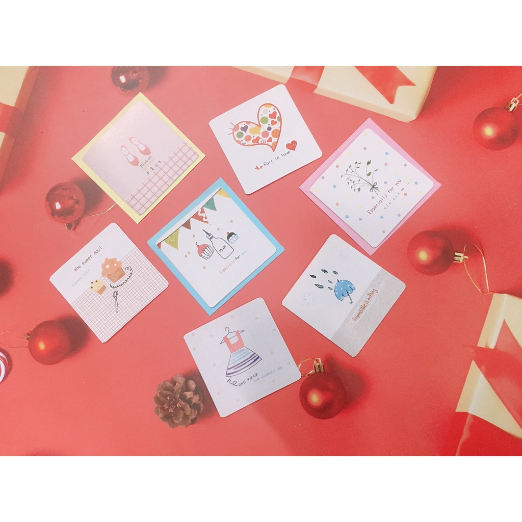 Thiệp mini cám ơn sinh nhật dễ thương 7x7cm