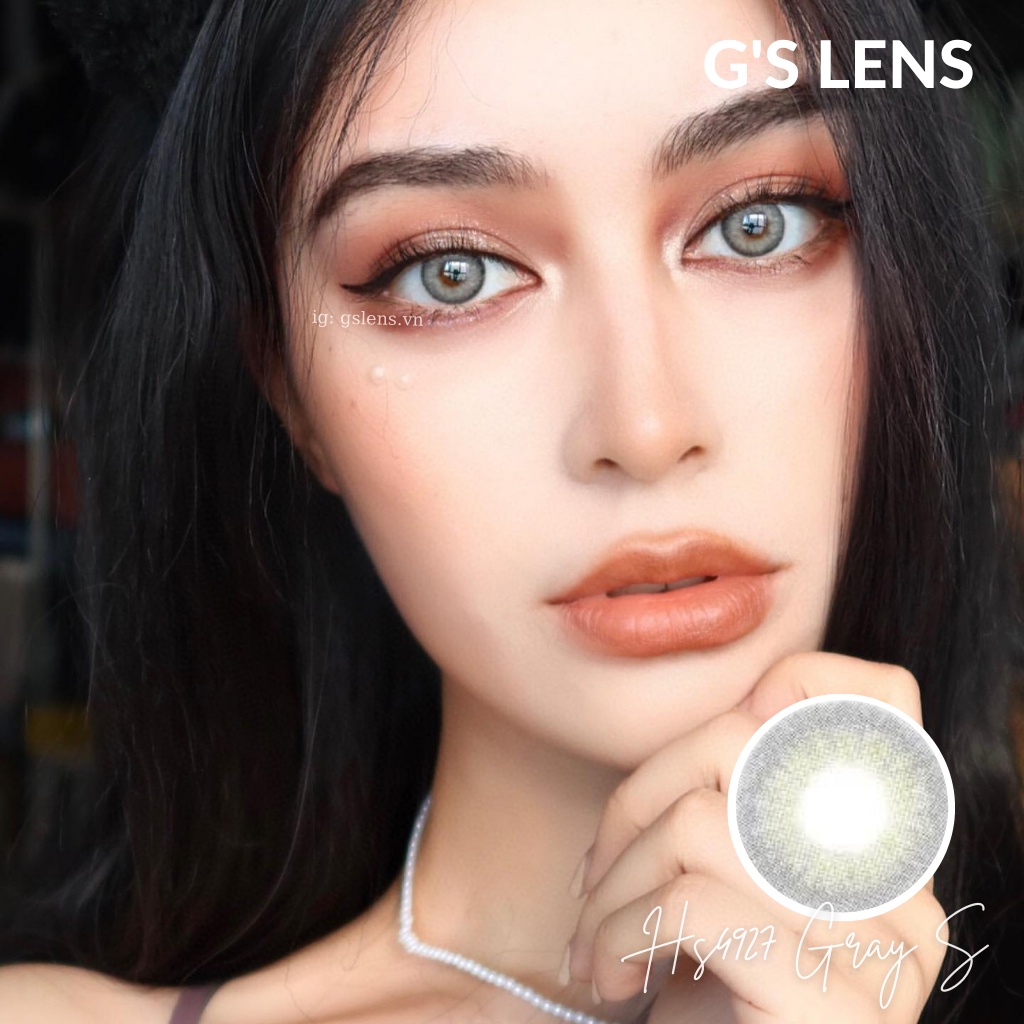 Lens Mắt Kính Áp Tròng Xám Tây Giãn Nhẹ Size S 14.2mm Có 0 Đến 6 Độ Cận Hs4927 Gray