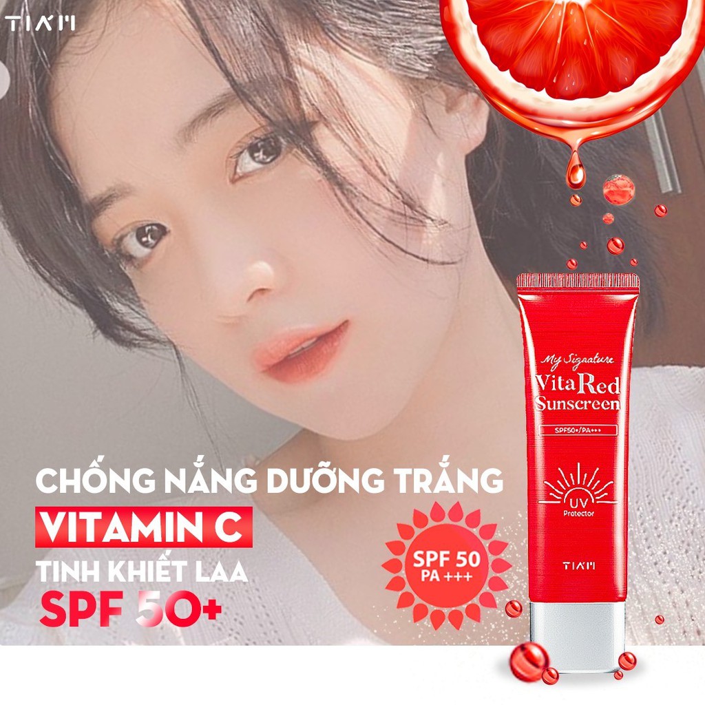 Kem Chống Nắng Tiam Dưỡng Trắng Giảm Thâm Tiam Signature Vita Red Sunscreen Tia'm SPF50+/PA+++ 50ml