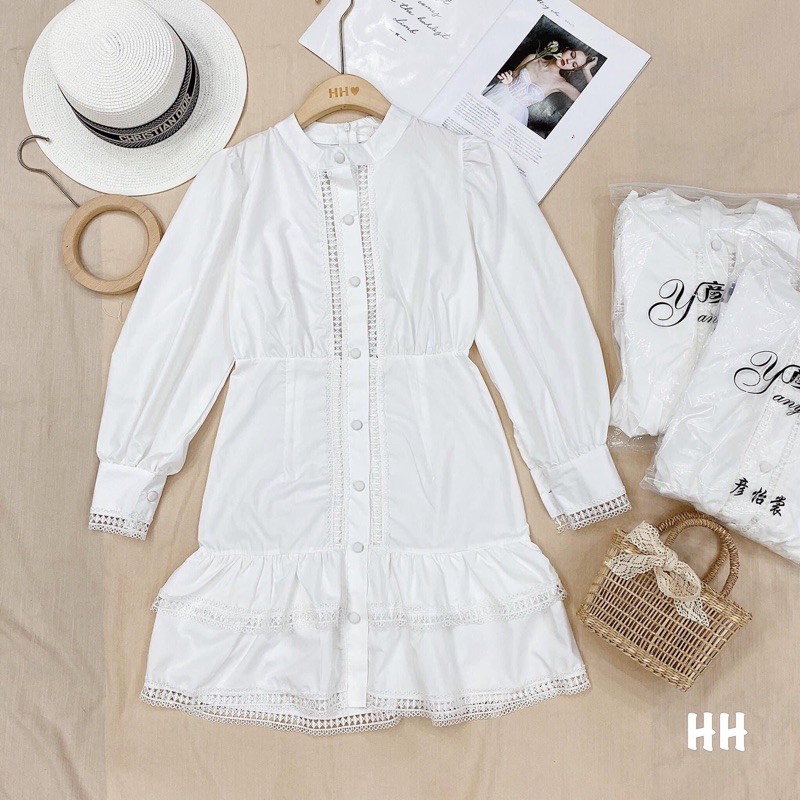 Váy trắng phối ren!!!