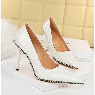  Giày Cao Gót Nữ Mũi Nhọn Giày Cao Gót Nữ Đế Mảnh Cao 10P Chất Liệu Da Lì Cao Cấp Tôn Dáng- Dazzling Shoes-DA750 