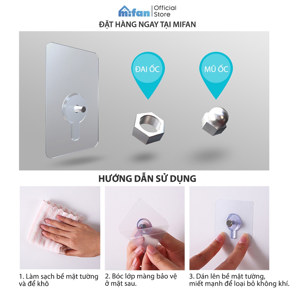 Miếng Dán Tường Đinh Vít Treo Tường Siêu Chắc MIFAN - Treo Giá Kệ, Tranh Ảnh Trên Tường Không Cần Khoan Đục - Keo Dày | BigBuy360 - bigbuy360.vn