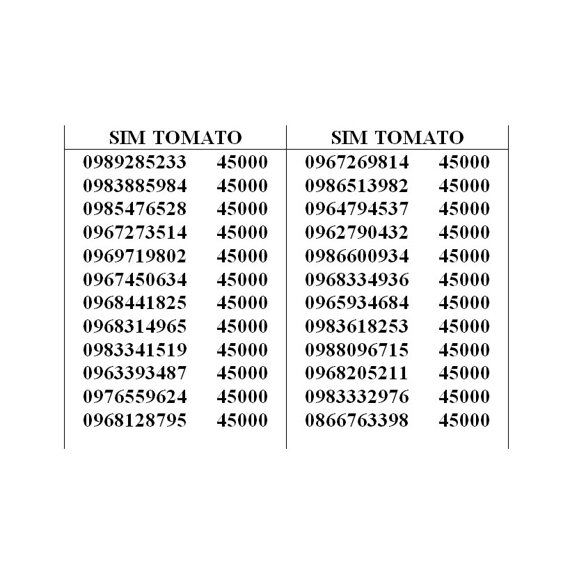 ( ĐƯỢC LỰA CHỌN SỐ) SIM 4G VIETTEL TOMATO ĐẦU SỐ 097 098 096 ̣̣