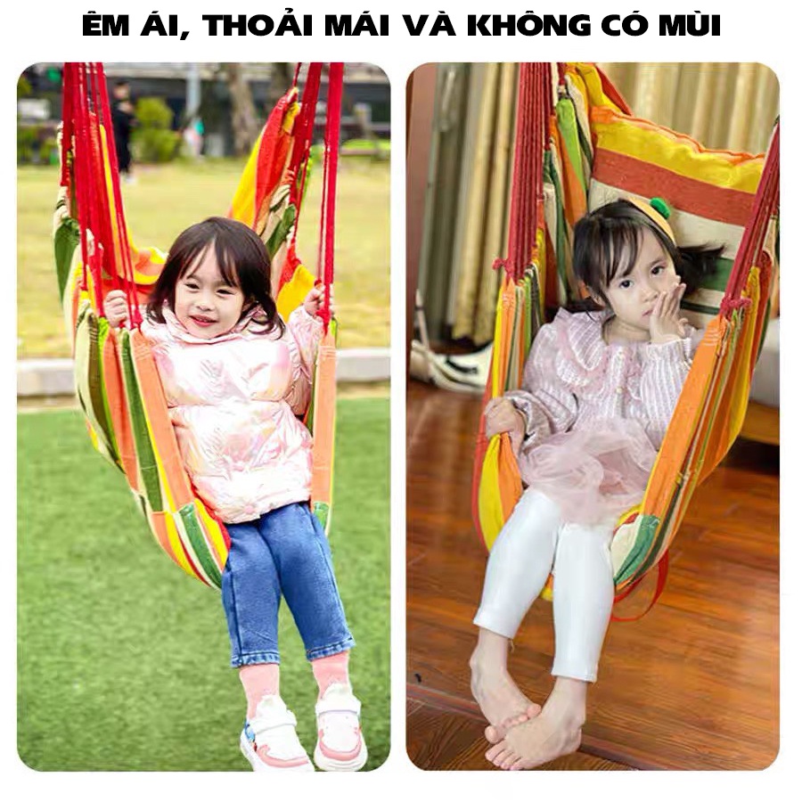 Xích đu FITEZY cho bé vui chơi tại nhà, ghế võng sân vườn học sinh treo xà đơn