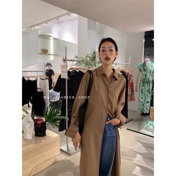 [Ảnh thật/video] váy sơmi lụa Hàn Quốc dáng dài qua gối