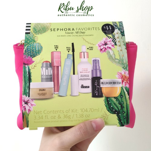 Tách set dưỡng da trang điểm Sephora Vacay all day 2021 Ribu shop