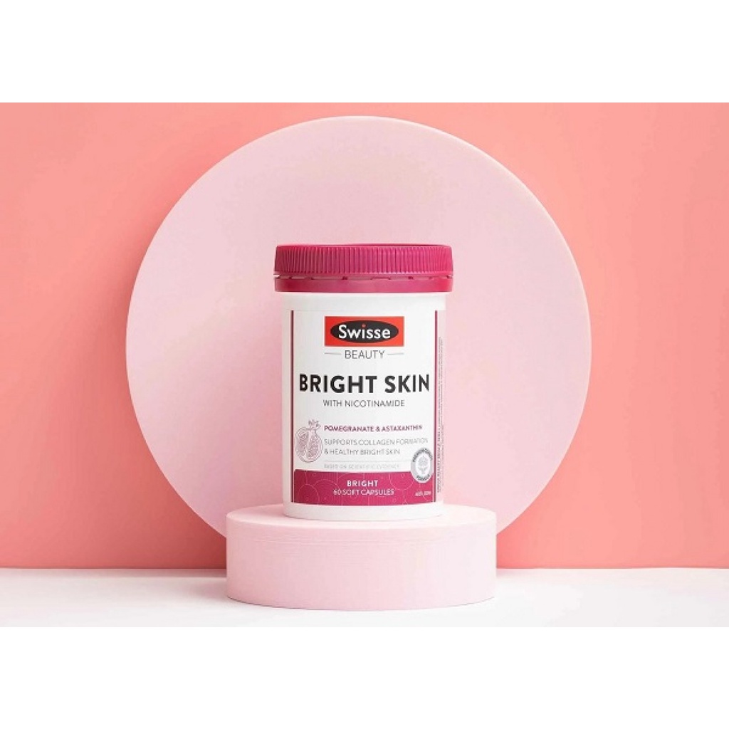 Viên Uống Lựu Swisse Beauty Bright Skin 60v giúp làm trắng da và chống nắng