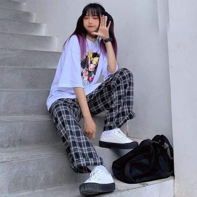 Quần kẻ caro ống rộng dáng suông,quần kẻ caro nam nữ form rộng dáng suông unisex | BigBuy360 - bigbuy360.vn