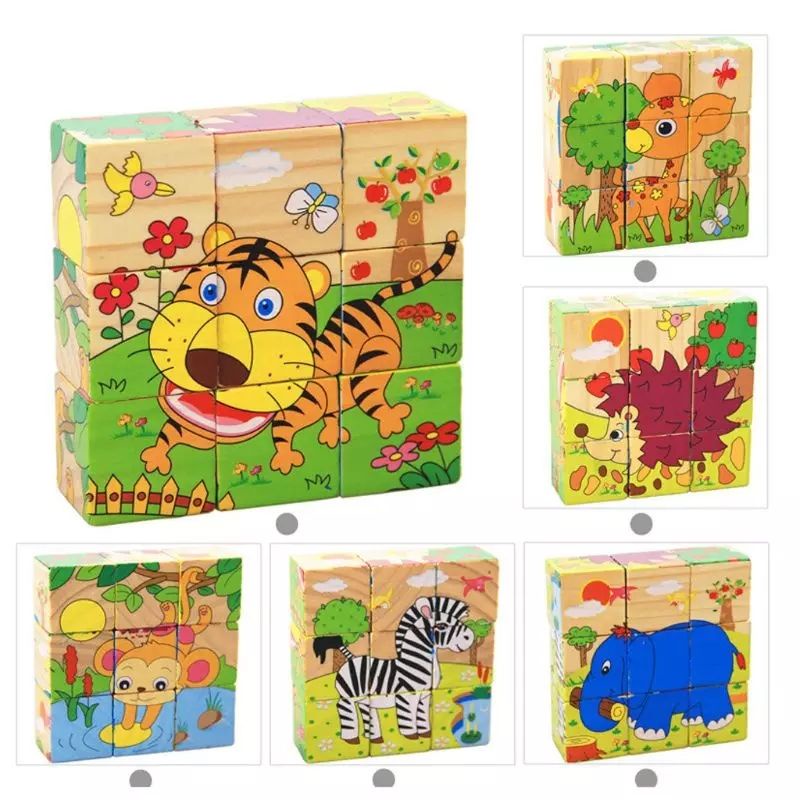 Đồ chơi tranh ghép gỗ 6 mặt - xếp hình cho bé Kumi toys