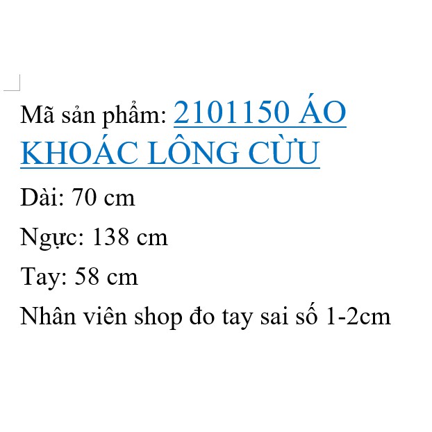 [Mã WARUN27 giảm 12k đơn 99k] 2101150 ÁO KHOÁC LÔN | BigBuy360 - bigbuy360.vn