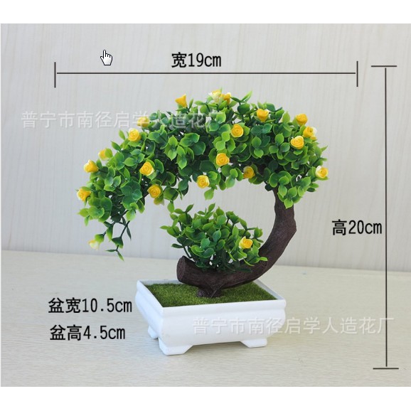 Chậu bonsai giả có hoa - phú quý cát tường