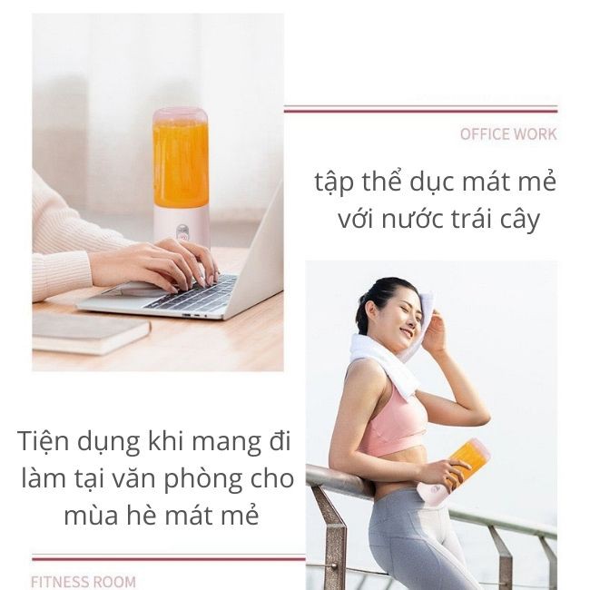 [Bảo hành 12 tháng] Máy xay sinh tố mini, máy say sinh tố cầm tay đa năng 4 lưỡi sạc pin dung tích 500ml cao cấp