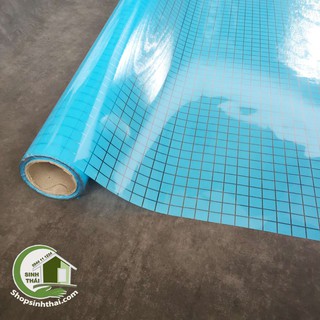 Giấy dán kính sọc caro cao cấp màu xanh dương [ 50cm x khổ 100cm ] có sẵn keo