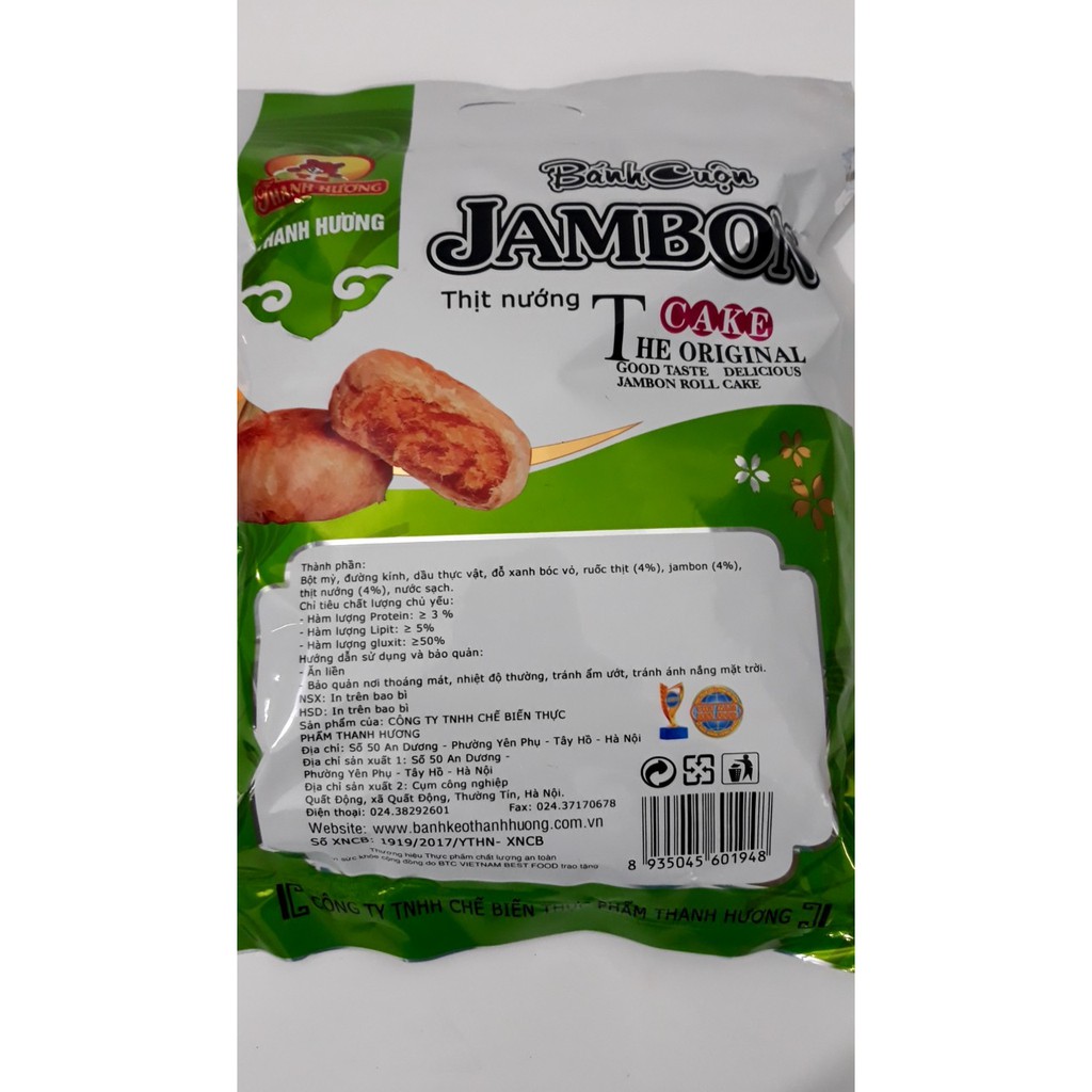 Combo 6 Gói x 400g Bánh Cuộn Jambon Thịt Nướng Thanh Hương (Bịch 15 chiếc)