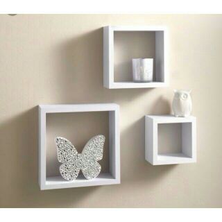 Kệ gỗ ô vuông trang trí tường (set 3 ô vuông 30,25,20)