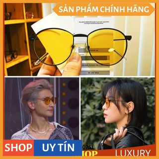 Mắt Kính mát nam nữ gọng tròn kim loại kính râm vàng spa FULLBOX HÃNG cao cấp chống tia UV thời trang Hàn Quốc đi đêm