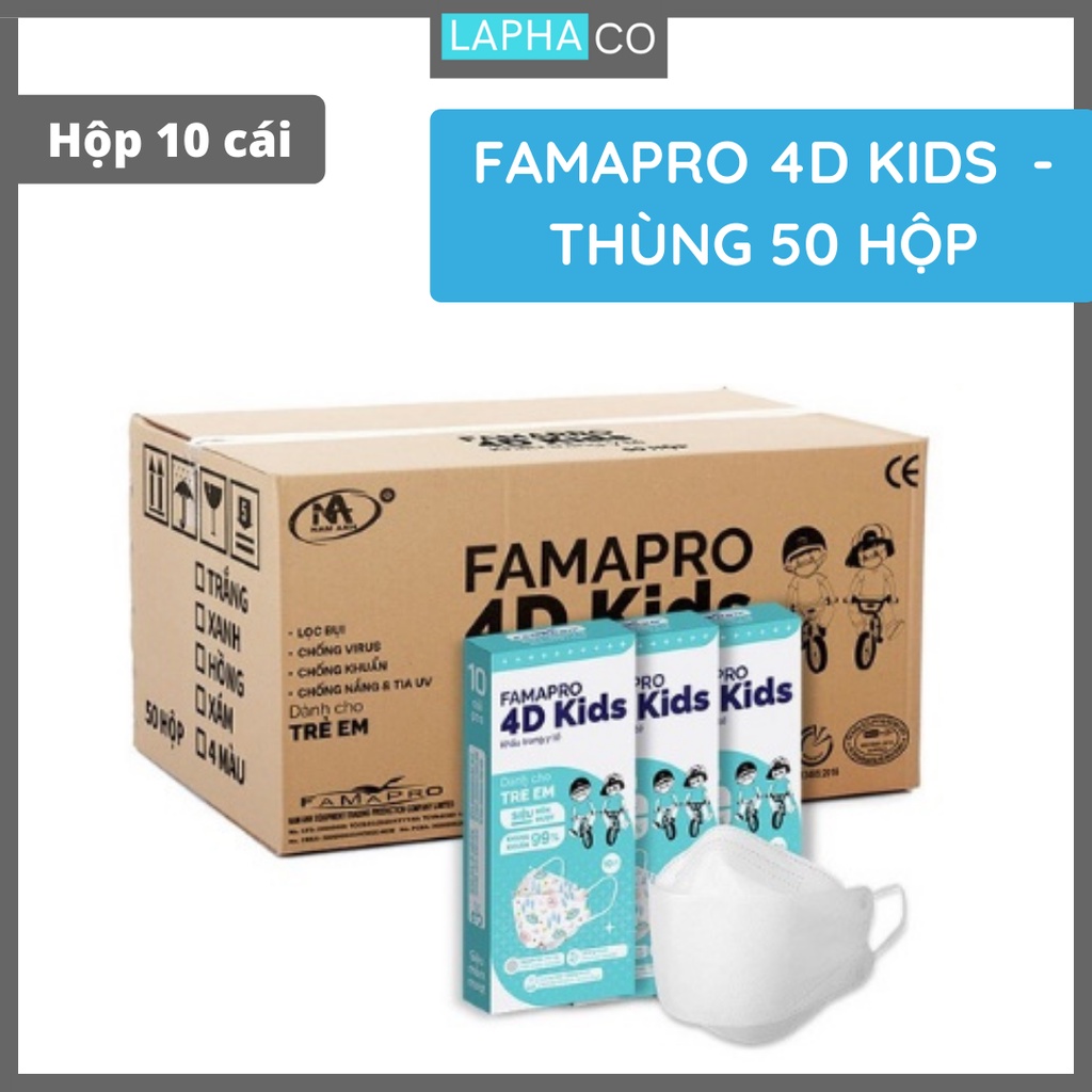 Khẩu trang y tế trẻ em cao cấp kháng khuẩn 3 lớp Famapro 4D Kids