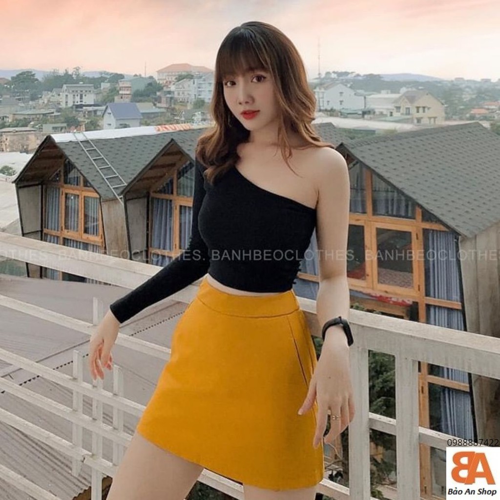 Áo hở 1 bên vai tay dài _RẺ VÔ ĐỊCH