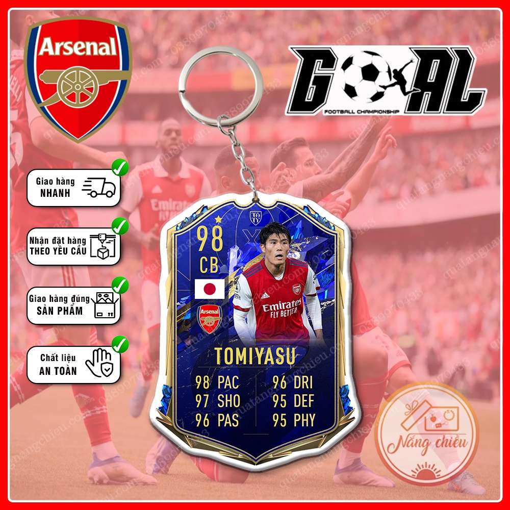 Móc khóa thẻ CLB Arsenal mùa 2022-2023 - Thiết kế với mọi cầu thủ