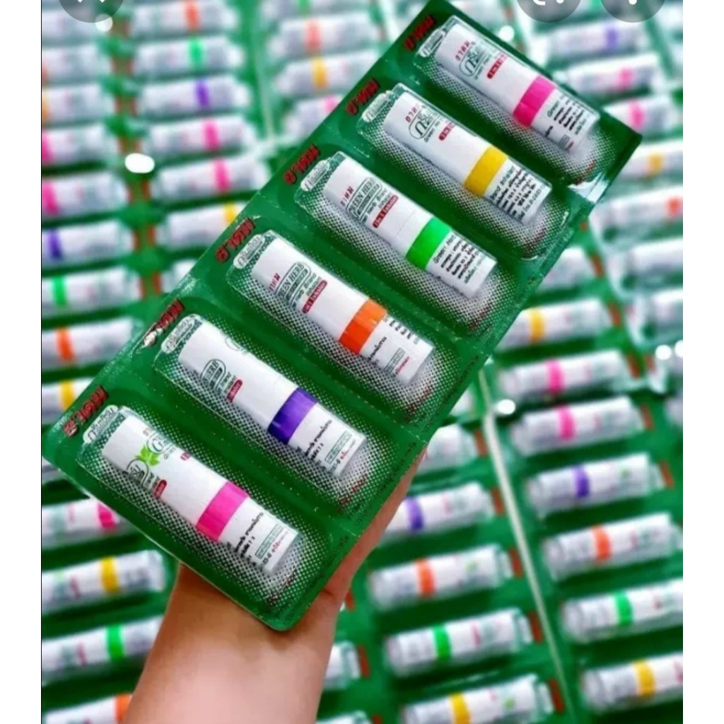 Vĩ 6 ống hít thông mũi 2 đầu Green Herb Thái Lan