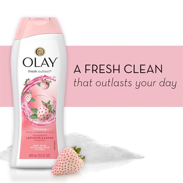 Sữa tắm dưỡng ẩm Olay Fresh Outlast Dâu tây trắng và Bạc hà nhập Mỹ mẫu mới - 700ml