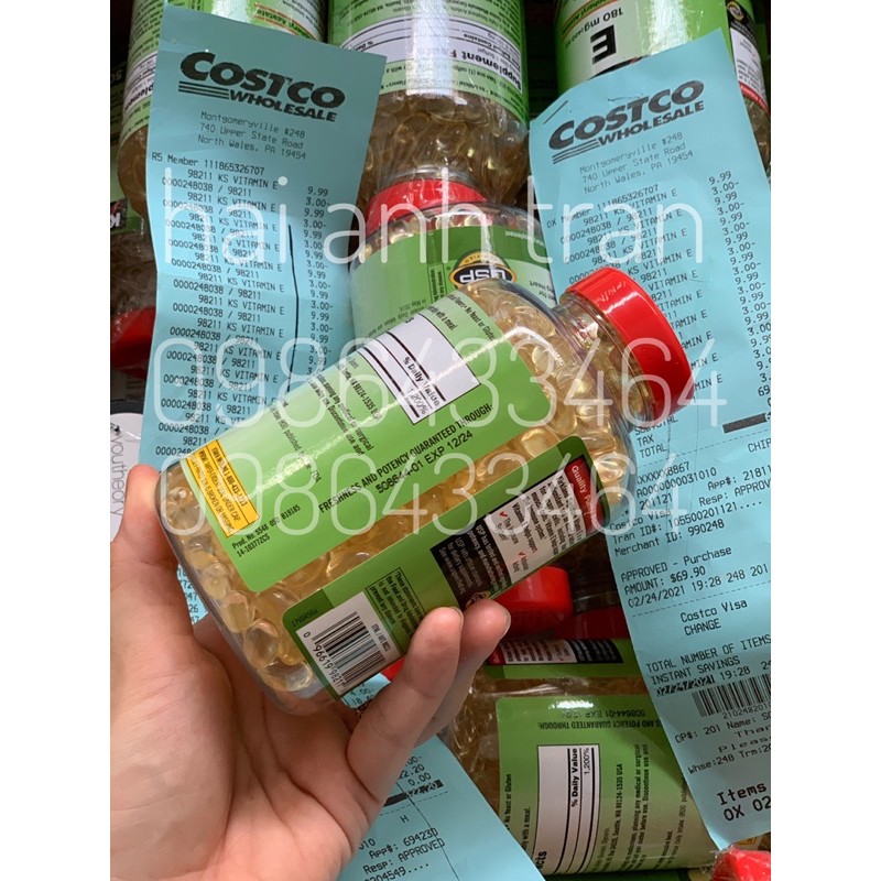 [Mã COS1505 giảm 8% đơn 300K] Viên uống Vitamin E 400 IU thiên nhiên 500v Kirkland của Mỹ | BigBuy360 - bigbuy360.vn