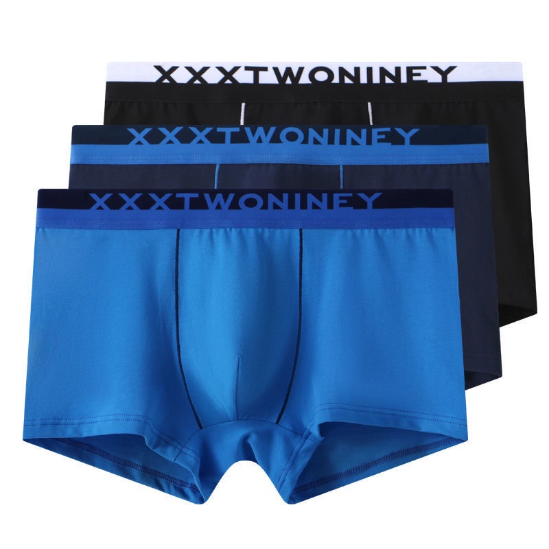 Quần Lót Boxer Cotton Thoáng Khí Màu Trơn Thời Trang Hàn Quốc Cho Nam